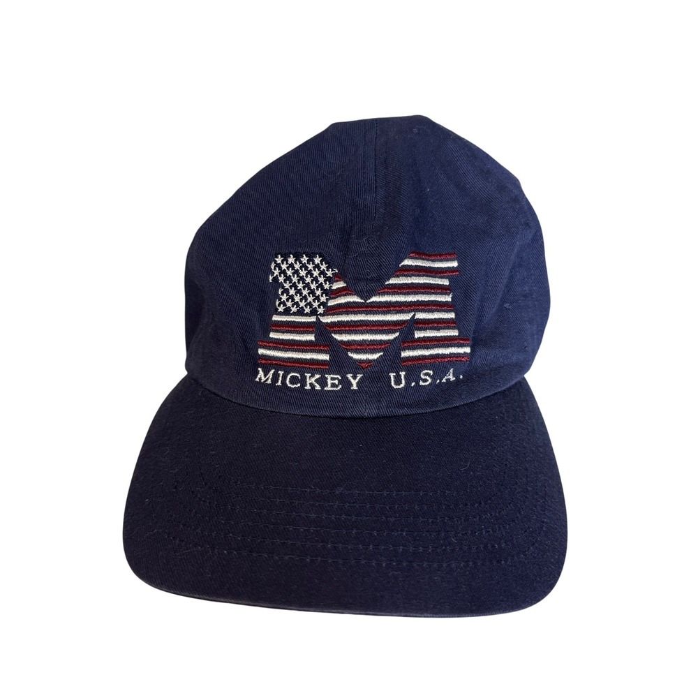 Disney Mickey USA Baseball Cap Mens OSFM Navy Blue Patriotic Embroidered Hat